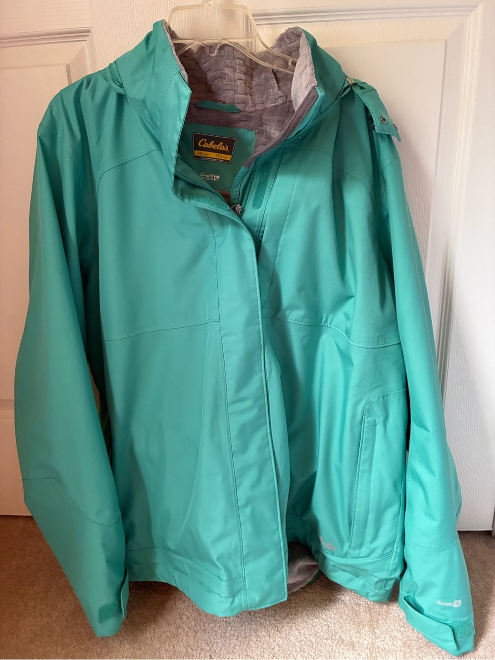 Cabela's 4MOST DRY PLUS Women's Hooded Jacket Teal Aqua Fleece Lined, 2XL